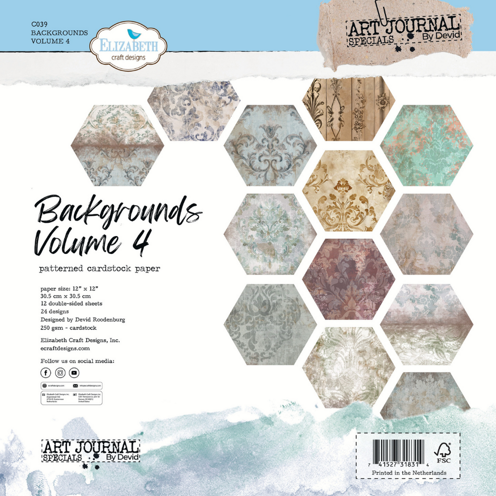 Elizabeth Craft Designs Hello You! 12x12 Inch Patterned Cardstock Backgrounds Volume 4 (C039)