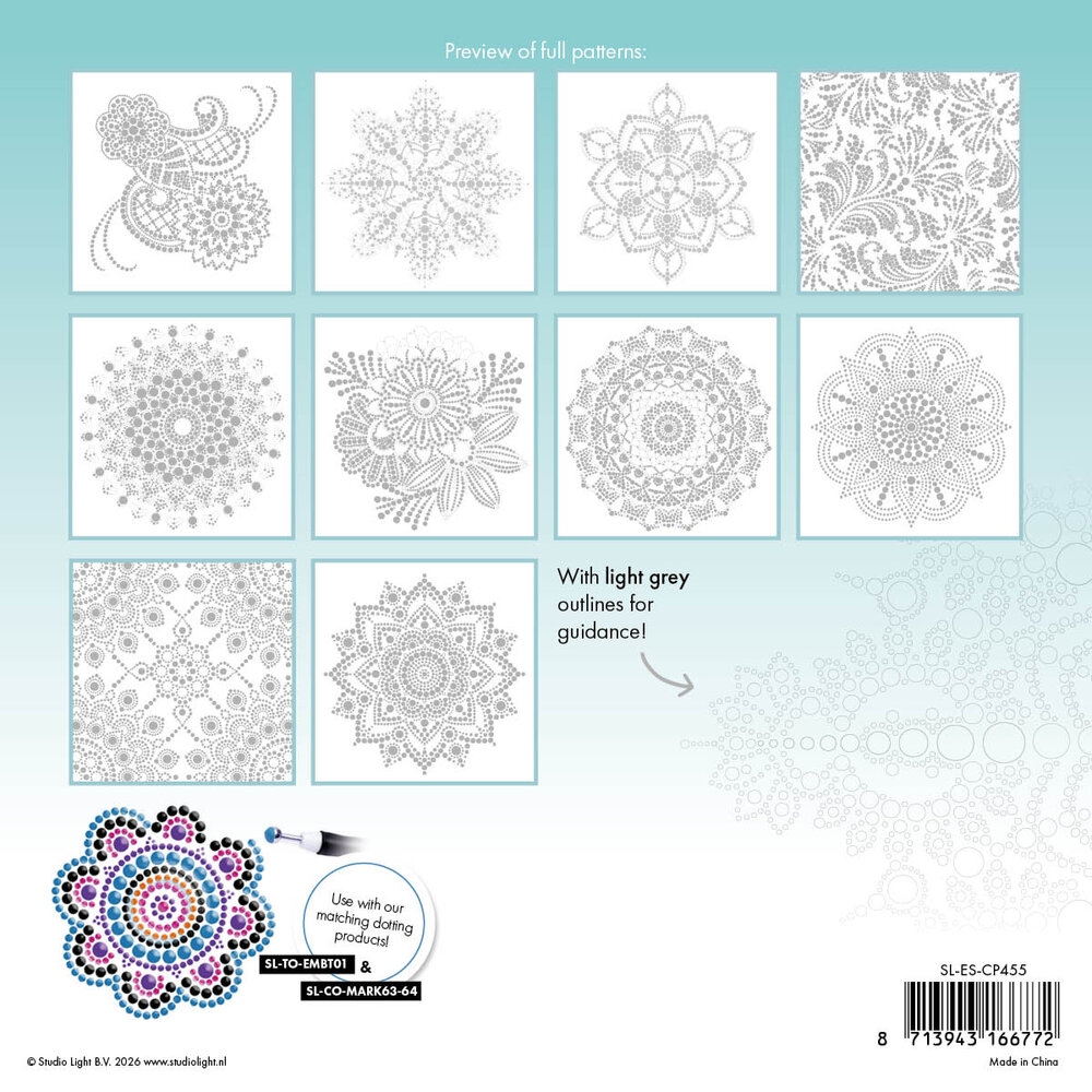 Studio Light Coloring Pad 8x8 Inch Dot Mandalas & Patterns (SL-ES-CP455)