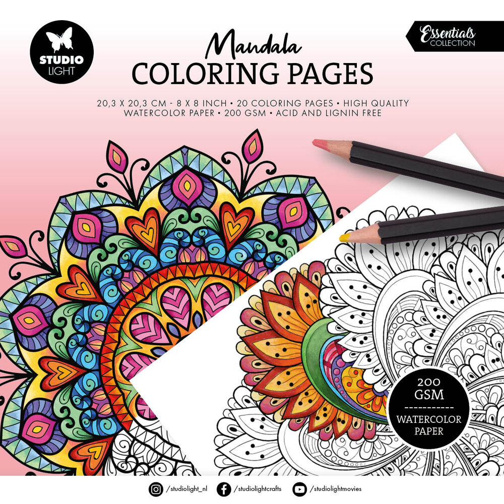 Studio Light Coloring Pages 8x8 Inch Mandala (SL-ES-CP459)
