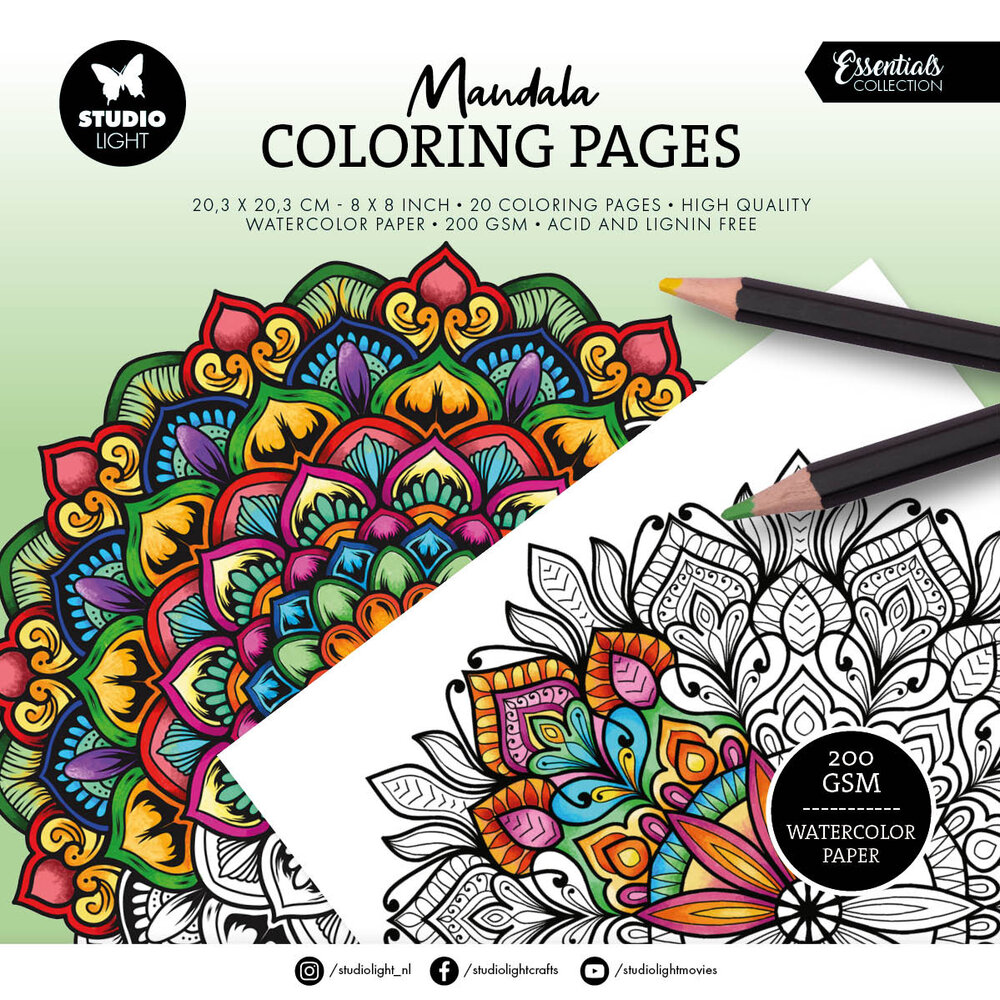 Studio Light Coloring Pages 8x8 Inch Mandala (SL-ES-CP460)