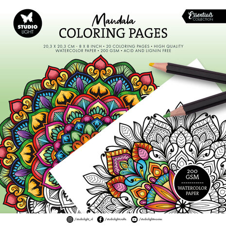 Studio Light Coloring Pages 8x8 Inch Mandala (SL-ES-CP460)