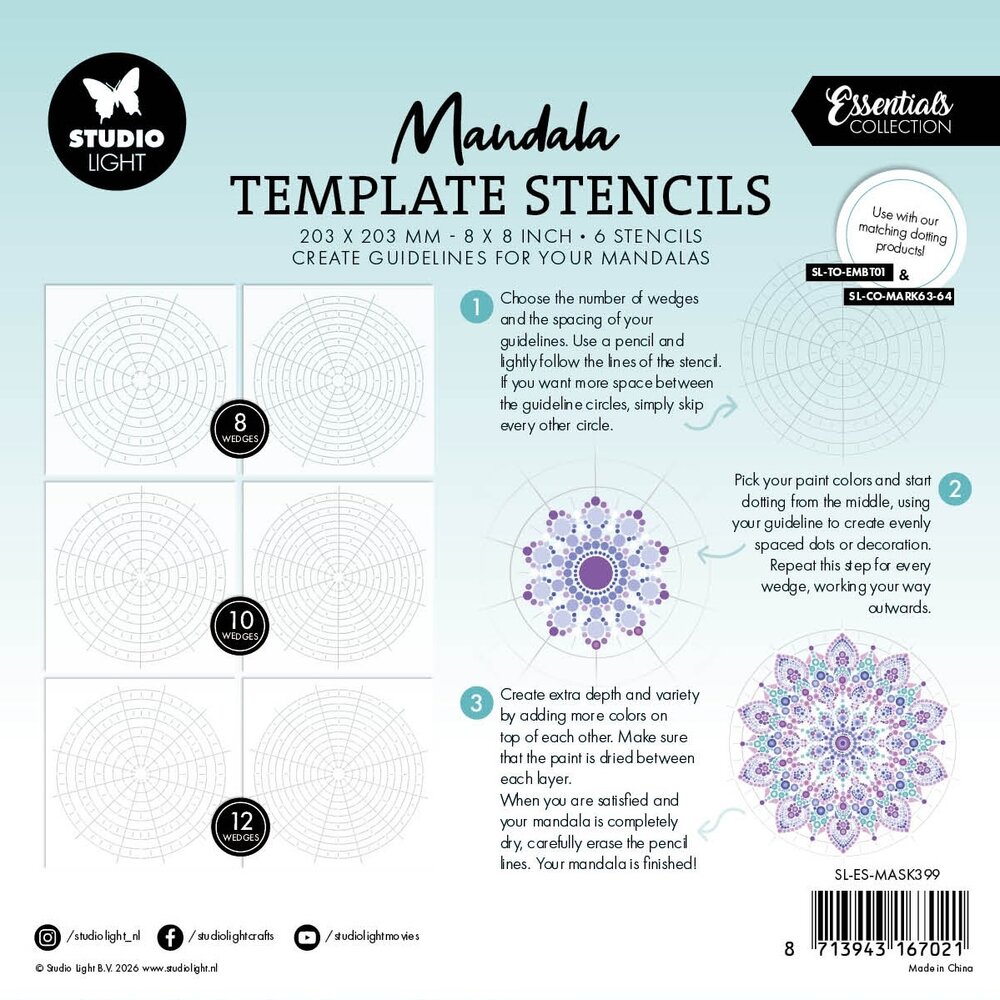 Studio Light Mandala Template Stencils (6pcs) (SL-ES-MASK399)
