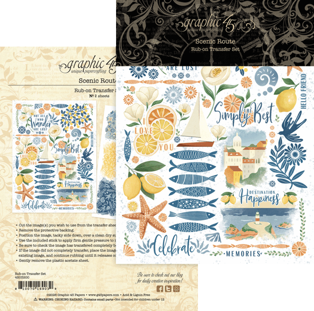 Graphic 45 Scenic Route Rub-on Transfers (4503200)