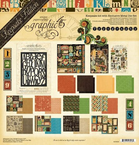 Graphic 45 Typography Keepsake Kit with Exclusive Metal Die-Set (4503203)