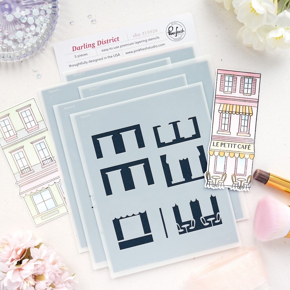 Pinkfresh Studio The Couture Edit Stencil Darling District (315926)