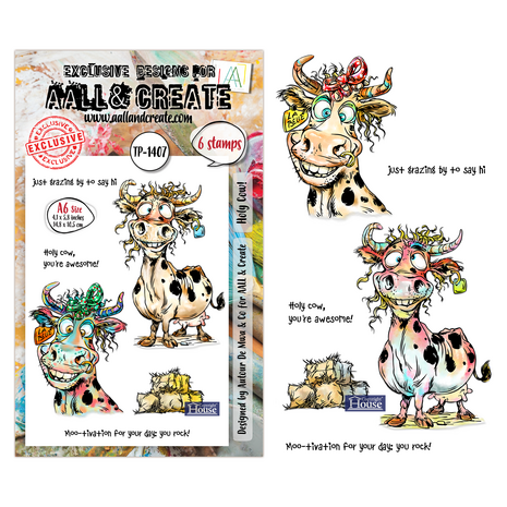 Aall and Create Pun & Paws A6 Stamp Set Holy Cow! (AALL-TP-1407)