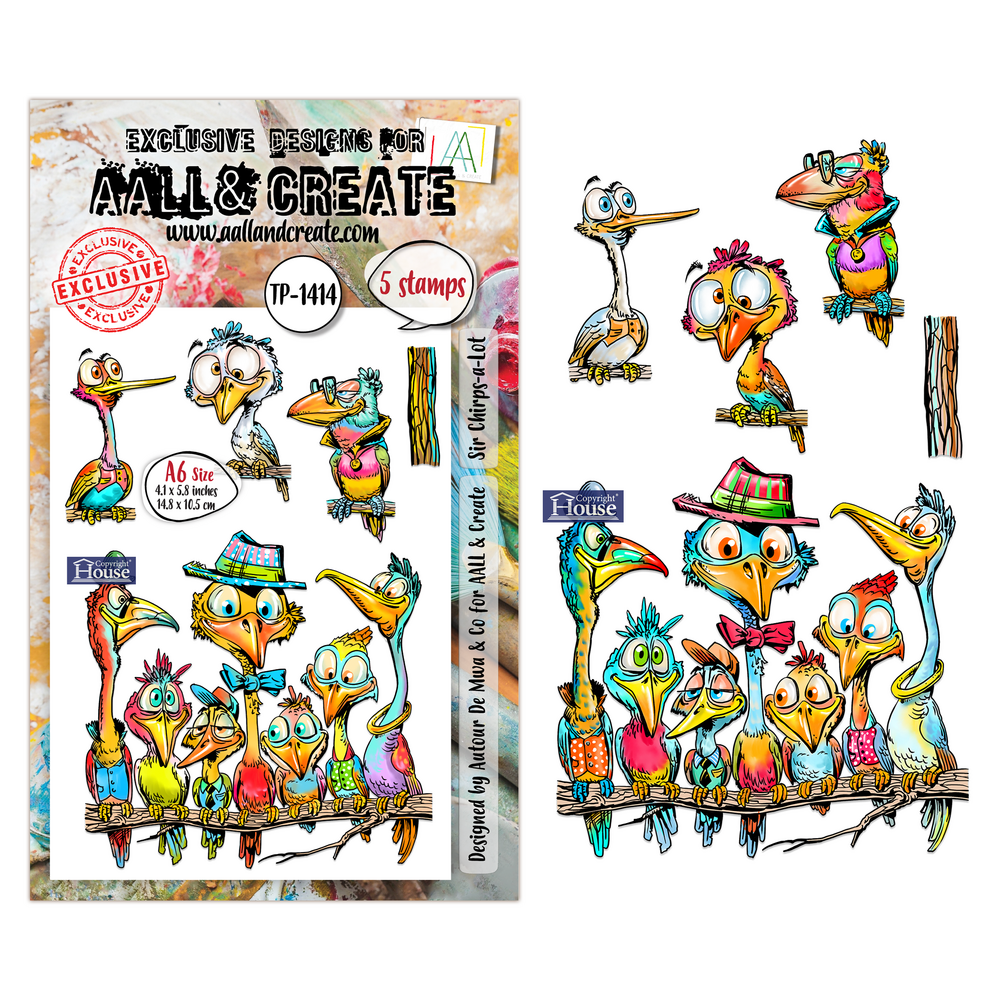 Aall and Create Pun & Paws A6 Stamp Set Sir Chirps-a-Lot (AALL-TP-1414)