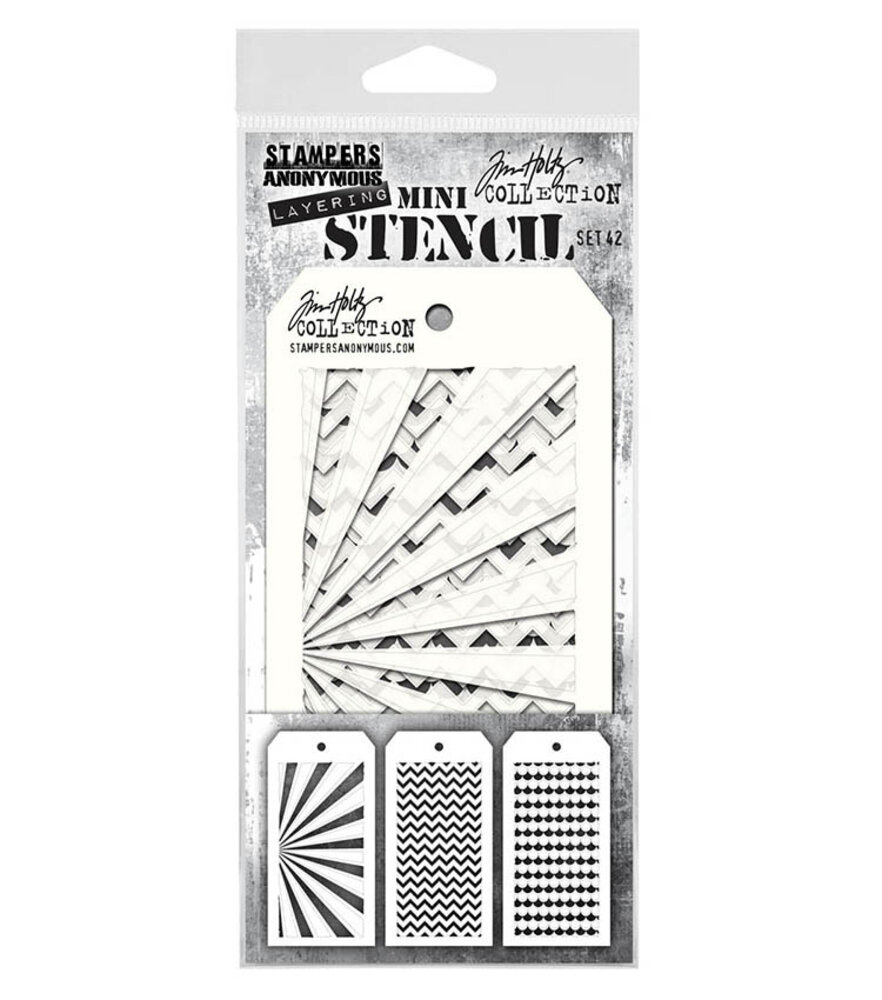 Stampers Anonymous Set #42 Tim Holtz Layering Mini Stencil (3pcs) (THMST042)