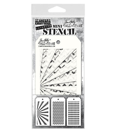 Stampers Anonymous Set #42 Tim Holtz Layering Mini Stencil (3pcs) (THMST042)