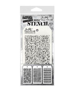 Stampers Anonymous Set #14 Tim Holtz Layering Mini Stencil (3pcs) (THMST014)