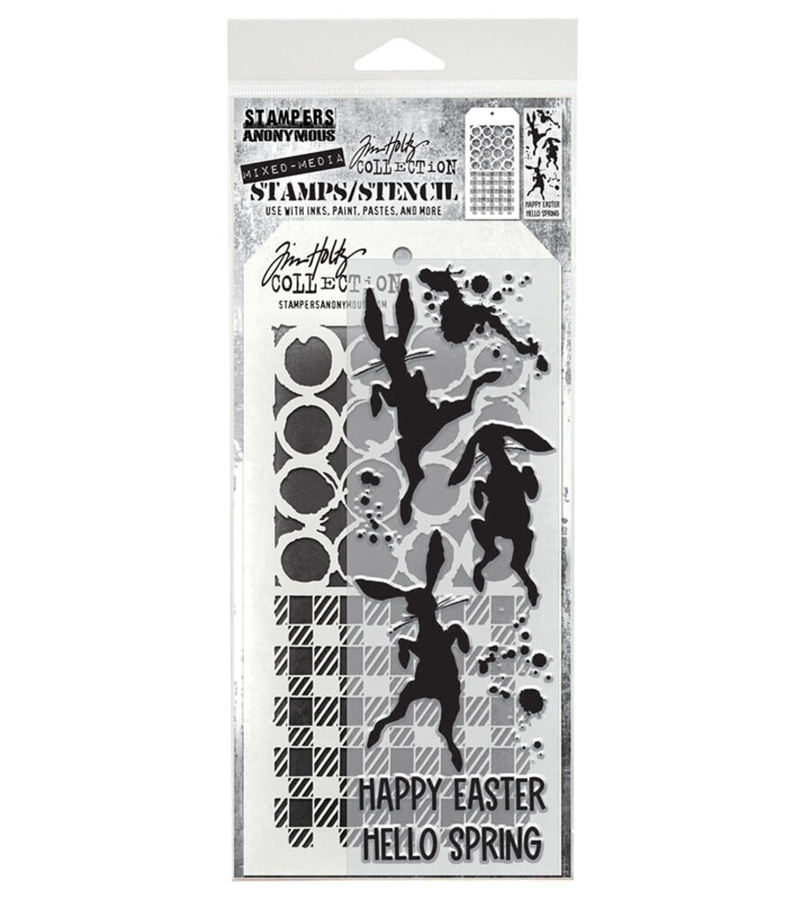 Stampers Anonymous Bunny Hop Tim Holtz Stamps/Stencil (THMM183) Stampers Anonymous Bunny Hop Tim Holtz Stamps/Stencil (THMM183)