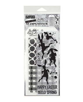 Stampers Anonymous Bunny Hop Tim Holtz Stamps/Stencil (THMM183)