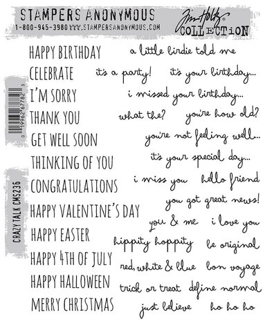 Stampers Anonymous Crazy Talk Tim Holtz Cling Stamps (CMS236)