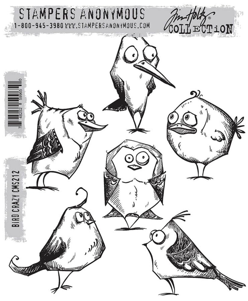 Stampers Anonymous Bird Crazy Tim Holtz Cling Stamps (CMS212) Stampers Anonymous Bird Crazy Tim Holtz Cling Stamps (CMS212)