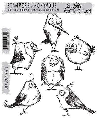 Stampers Anonymous Bird Crazy Tim Holtz Cling Stamps (CMS212) Stampers Anonymous Bird Crazy Tim Holtz Cling Stamps (CMS212)