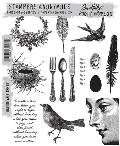 Stampers Anonymous Nature Walk Tim Holtz Cling Stamps (CMS181)