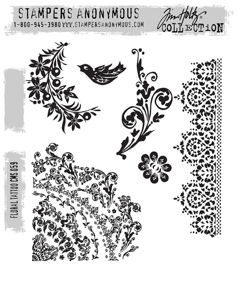 Stampers Anonymous Floral Tattoo Tim Holtz Cling Stamps (CMS059) Stampers Anonymous Floral Tattoo Tim Holtz Cling Stamps (CMS059)