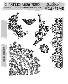 Stampers Anonymous Floral Tattoo Tim Holtz Cling Stamps (CMS059)
