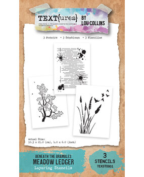 TEXT(ures) Beneath the Brambles 4x6 Inch Layering Stencil Set Meadow Ledger (TEXST0001)