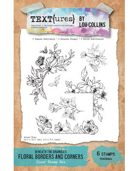 TEXT(ures) Beneath the Brambles 6x8 Inch Clear Stamp Set Floral Borders and Corners (TEXCS0001)