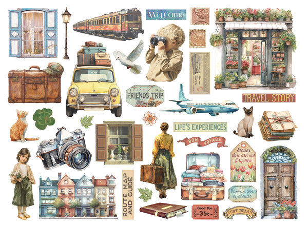 Stamperia Art of Travelling Die Cuts Assorted (37pcs) (DFLDC131)