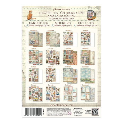 Stamperia Art of Travelling Junk Journal Stickers, Backgrounds, Cut-Outs (SBJK18)