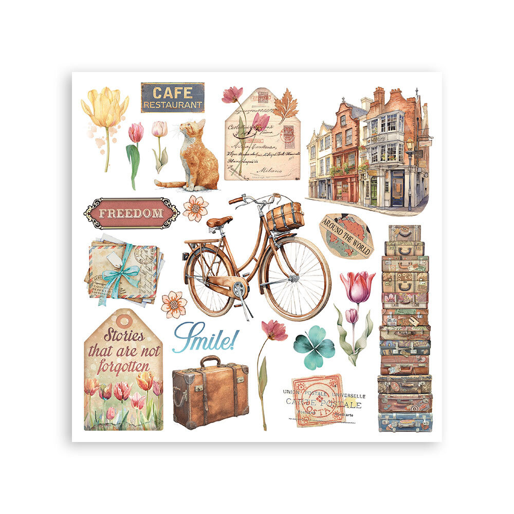 Stamperia Art of Travelling Rub-On 15,5x15,5cm Assortment (6pcs) (DFLRBX12)