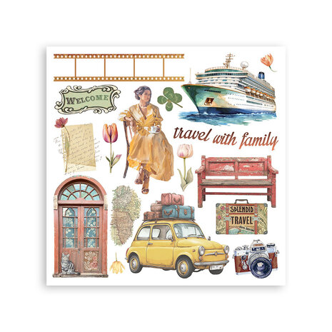 Stamperia Art of Travelling Rub-On 15,5x15,5cm Assortment (6pcs) (DFLRBX12)