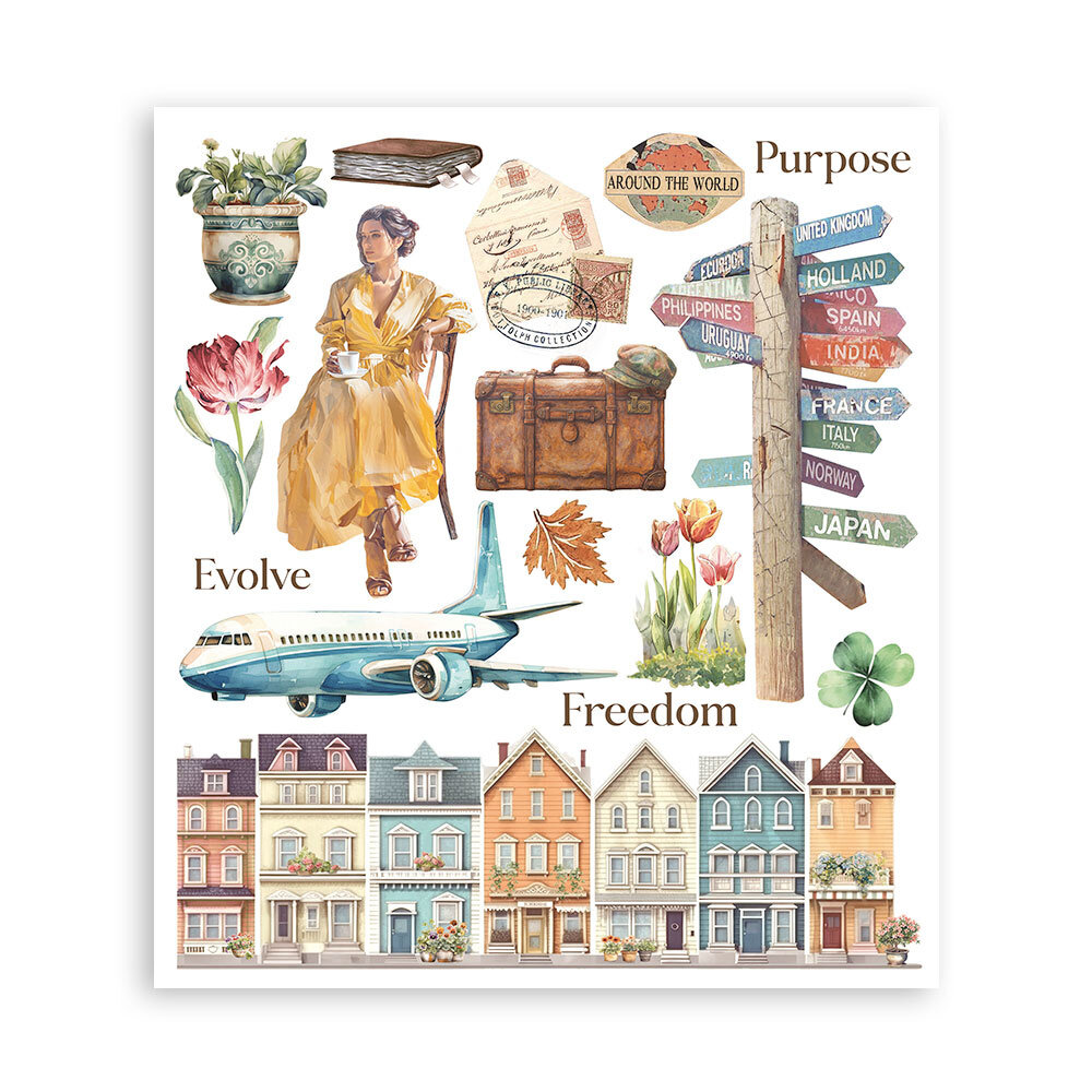 Stamperia Art of Travelling Rub-On 20,5x23cm Assortment (6pcs) (DFLRBXG05)