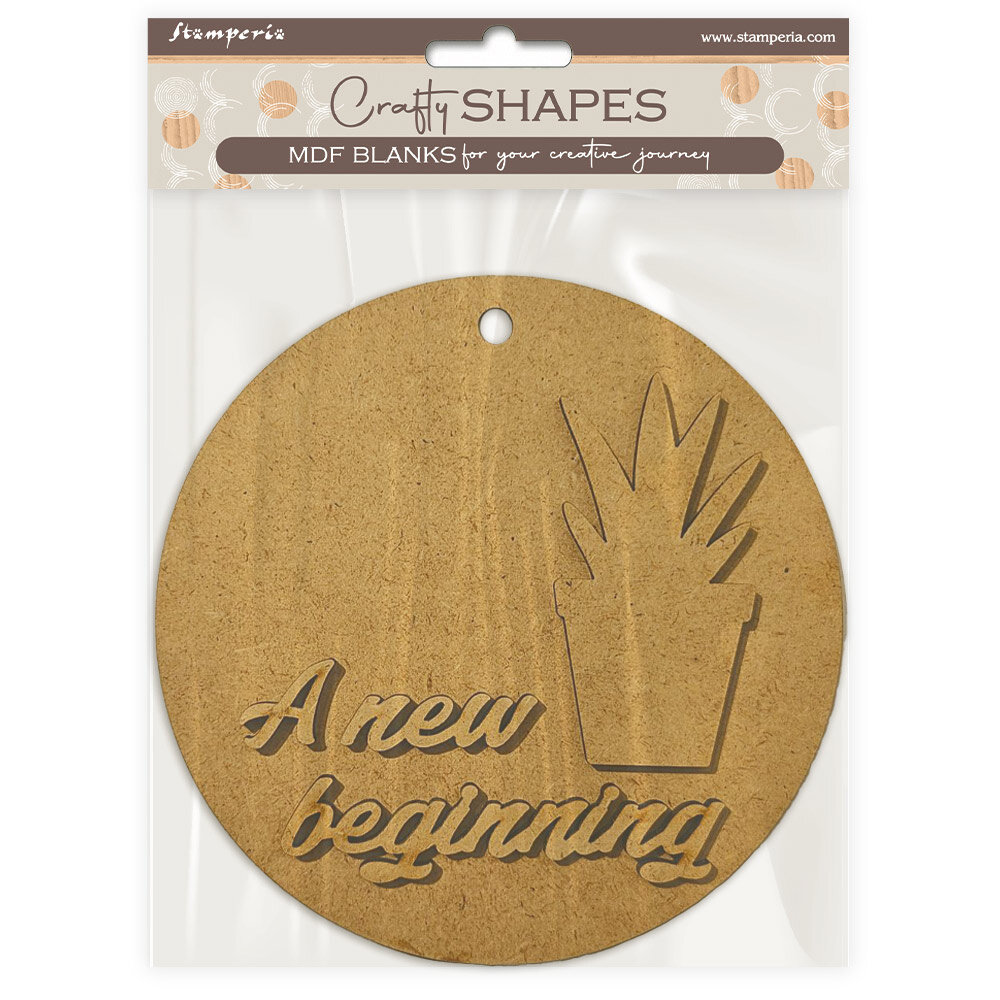 Stamperia A New Beginning MDF Crafty Shapes Blank Round Tag with Plant (KLSM84)