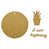 Stamperia A New Beginning MDF Crafty Shapes Blank Round Tag with Plant (KLSM84)