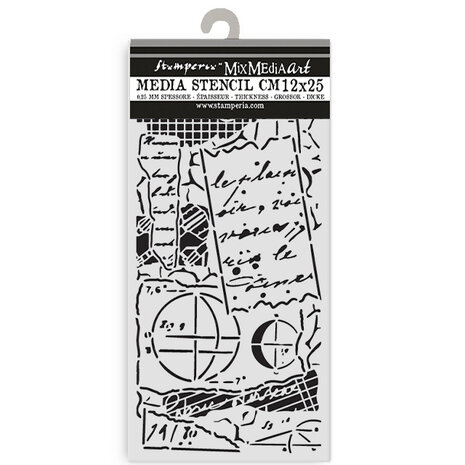 Stamperia A New Beginning Thick Stencil 12x25cm Notes (KSTDL154)