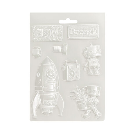 Stamperia A New Beginning A5 Soft Mould Spaceship and Robot (K3PTA5679)