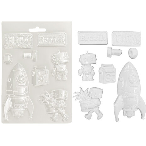 Stamperia A New Beginning A5 Soft Mould Spaceship and Robot (K3PTA5679)