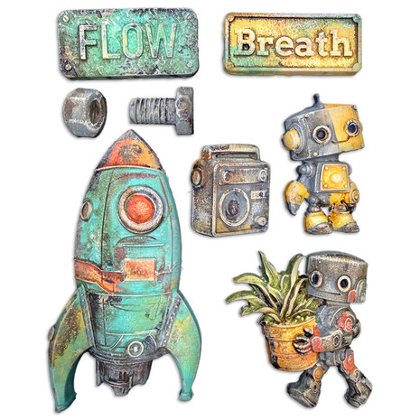 Stamperia A New Beginning A5 Soft Mould Spaceship and Robot (K3PTA5679)