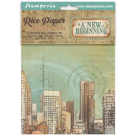 Stamperia A New Beginning A6 Rice Paper Backgrounds (8pcs) (DFSAK6052)
