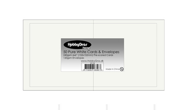 HobbyGros Storage Cards & Envelopes 6x6 Inch Pure White (50pcs) (SS136)