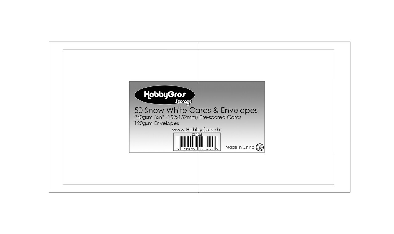 HobbyGros Storage Cards & Envelopes 6x6 Inch Snow White (50pcs) (SS135)