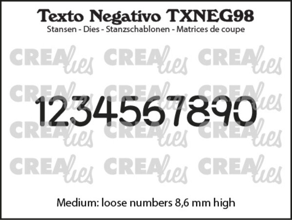 Crealies Texto Negativo Dies Dutch No. 98 Numbers Medium (TXNEG98)