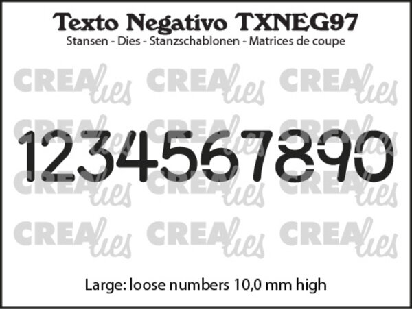 Crealies Texto Negativo Stansen Dutch No. 97 Cijfers Groot (TXNEG97)