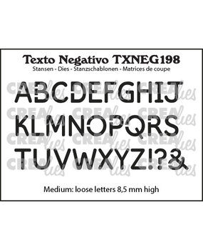 Crealies Texto Negativo Stansen Dutch No. 198 Alfabet Middelgroot (TXNEG198)