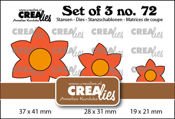 Crealies Set van 3 Dies No. 72 Flowers 29 (CLSET72)