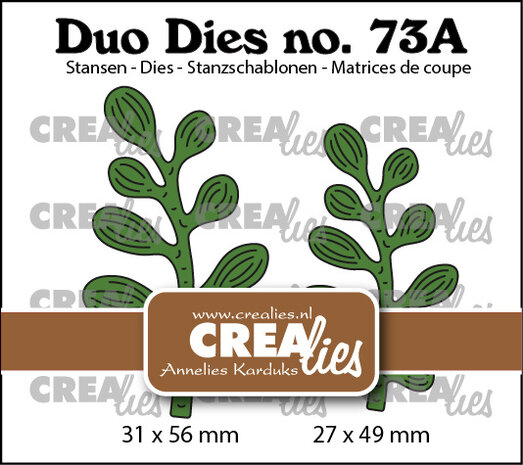 Crealies Duo Dies No. 73a Leaves 20 (Mirror Image) (CLDD73a)