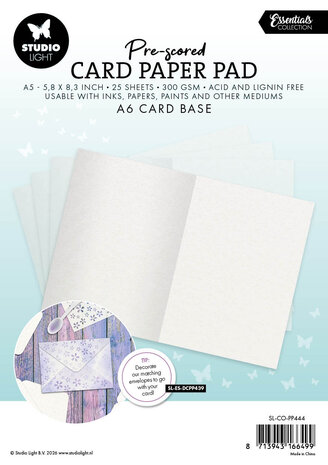 Studio Light Pre-Scored Card Paper Pad A6 White Cards (SL-CO-PP444)