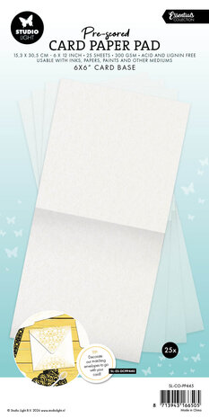 Studio Light Pre-Scored Card Paper Pad 6x6 Inch White Cards (SL-CO-PP445)