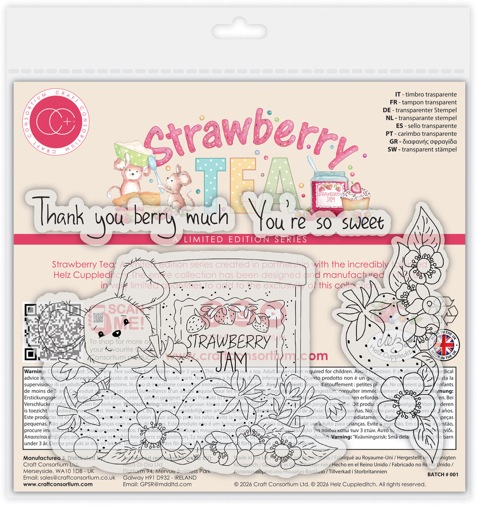 Craft Consortium Strawberry Tea A6 Photopolymer Stamp Set So Sweet (CCLSTMP004)