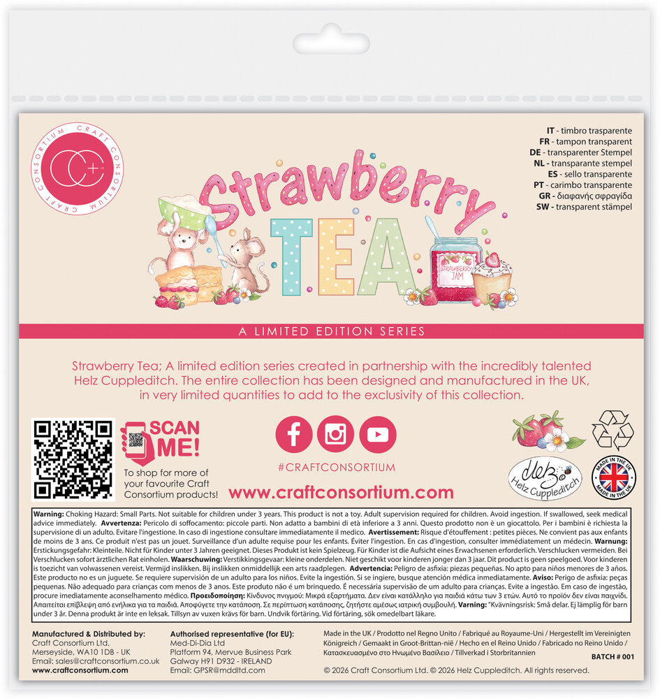 Craft Consortium Strawberry Tea A6 Photopolymer Stamp Set So Sweet (CCLSTMP004)