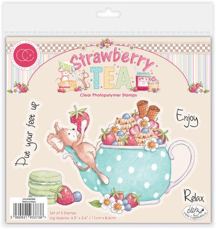 Craft Consortium Strawberry Tea A6 Photopolymer Stamp Set Relax & Enjoy (CCLSTMP005)