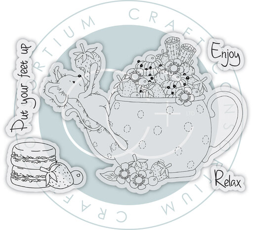 Craft Consortium Strawberry Tea A6 Photopolymer Stamp Set Relax & Enjoy (CCLSTMP005)