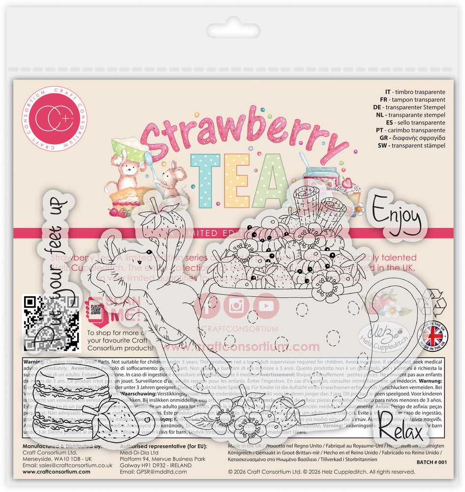 Craft Consortium Strawberry Tea A6 Photopolymer Stamp Set Relax & Enjoy (CCLSTMP005)